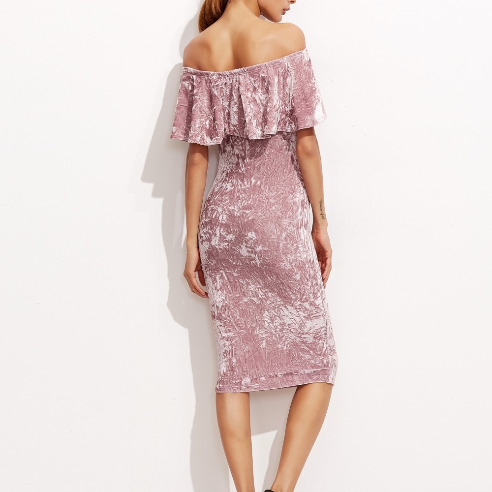 Unbranded Beautiful Party Off Shoulder Velvet Dres - Picture 3 of 7